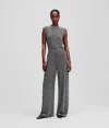 Karl Lagerfeld Jersey Rhinestone Jumpsuit In Gray