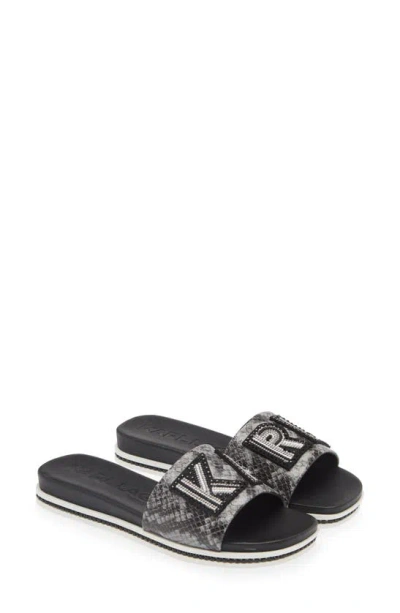Karl Lagerfeld Jeslyn Slide Sandal In Black/ Grey