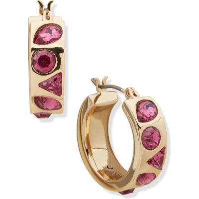 Karl Lagerfeld Josephine Crystal Hoop Earrings In Pink