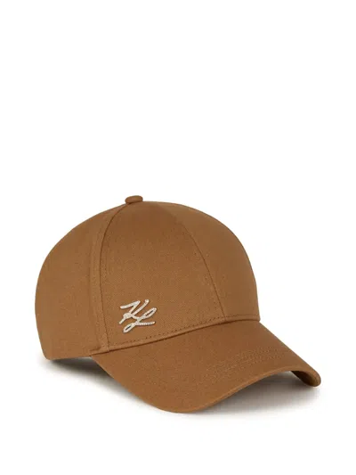 Karl Lagerfeld K Autograph Cap In Brown