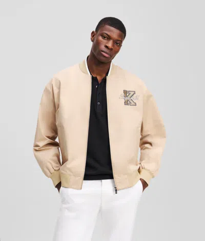 Karl Lagerfeld K-initial Bomber Jacket In Neutral