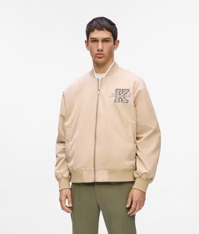 Karl Lagerfeld K-initial Bomber Jacket In Neutral