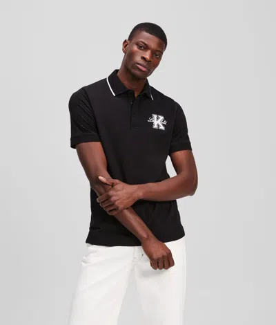 Karl Lagerfeld K-initial Polo Shirt In Black