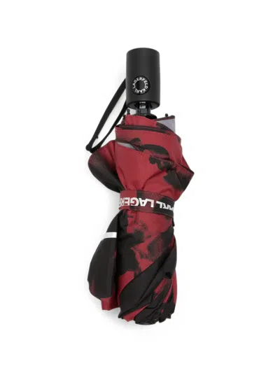 Karl Lagerfeld K Signature Flower Umbrella In Burgundy