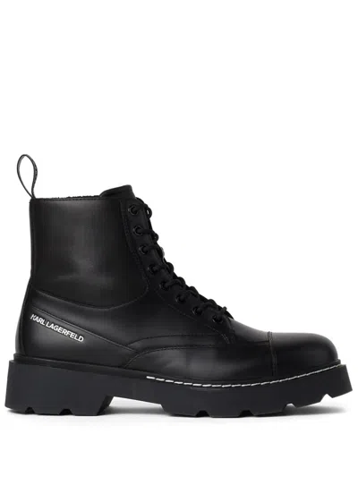 Karl Lagerfeld Kamden Leather Boots In Black