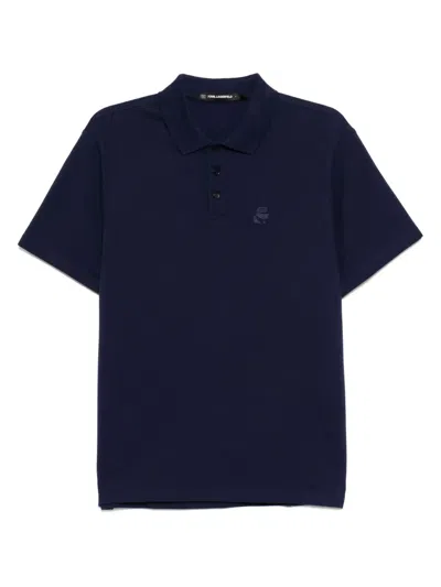 Karl Lagerfeld Kameo Logo Pique Polo Shirt In Blue