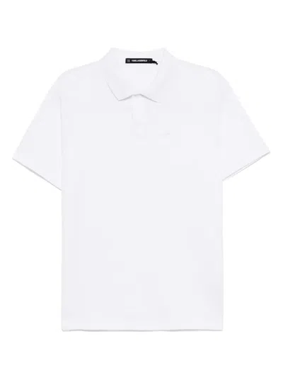 Karl Lagerfeld Kameo Logo Pique Polo Shirt In White