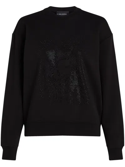 Karl Lagerfeld Kameo Rhinestone-embellished Sweatshirt In Black