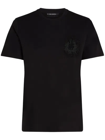 Karl Lagerfeld Kameo Rhinestone T-shirt In Black