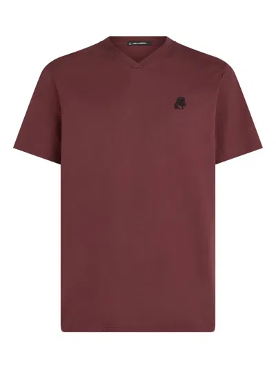 Karl Lagerfeld Kameo V-neck T-shirt In Red