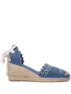 Karl Lagerfeld Kamini Cut-out Denim Espadrilles In Blue