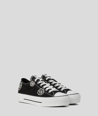 Karl Lagerfeld Kampus Max Appliqué Flora Sneakers In Black