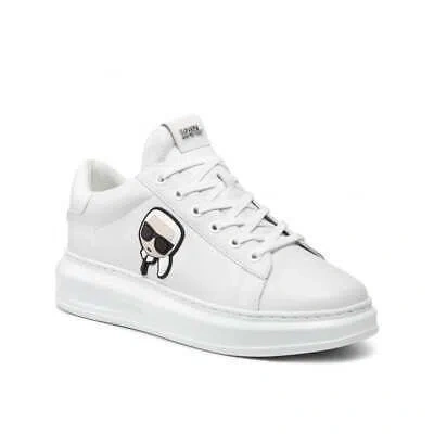 Pre-owned Karl Lagerfeld Kapri Doll Ikonic Logo White Leather Trainer