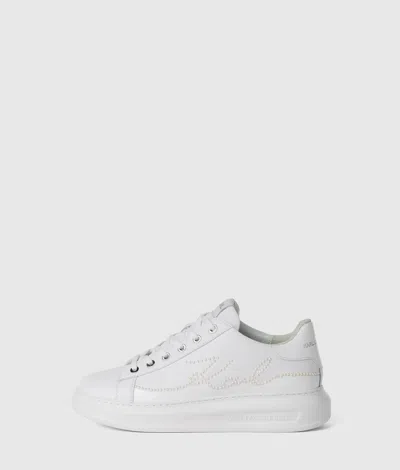 Karl Lagerfeld Kapri Faux-pearl Signature Sneakers In White