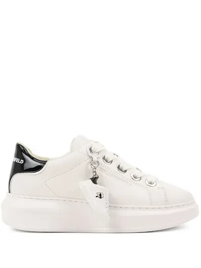 Karl Lagerfeld Kapri Keychain Patent-leather Sneakers In White