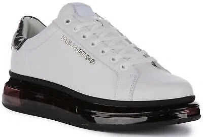 Pre-owned Karl Lagerfeld Kapri Kushion Fastening \white Mens Casual Shoes Black Us 7 - 13 In White Black