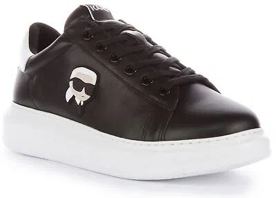 Pre-owned Karl Lagerfeld Kapri Lo Mid Cut Low Mens Sneakers Black White Us 6 - 12