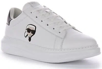 Pre-owned Karl Lagerfeld Kapri Lo Mid Cut Low Mens Sneakers White Black Us 6 - 12
