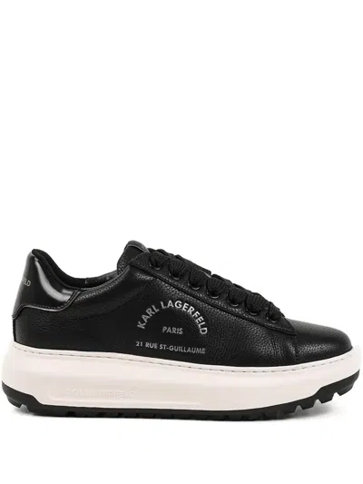 Karl Lagerfeld Kapri Logo Leather Sneakers In Black