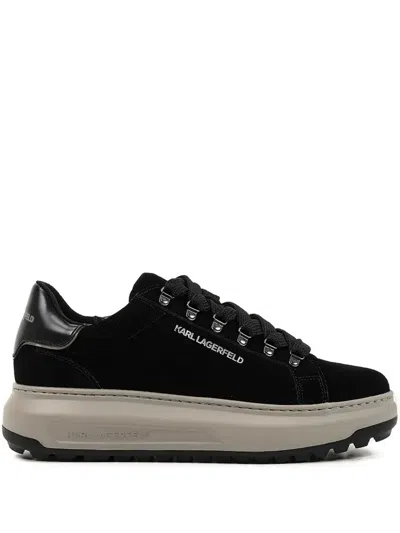 Karl Lagerfeld Kapri Lug Lace-up Logo Sneakers In Black