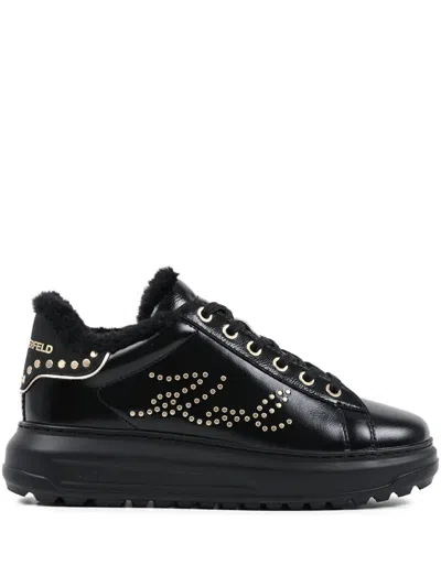 Karl Lagerfeld Kapri Lug Leather Sneakers In Black