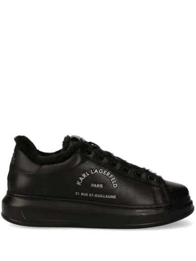 Karl Lagerfeld Man Sneakers Black Size 13 Leather In Schwarz