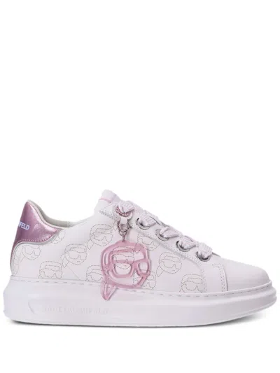 Karl Lagerfeld Kapri Nft Monogram Leather Sneakers In Pink