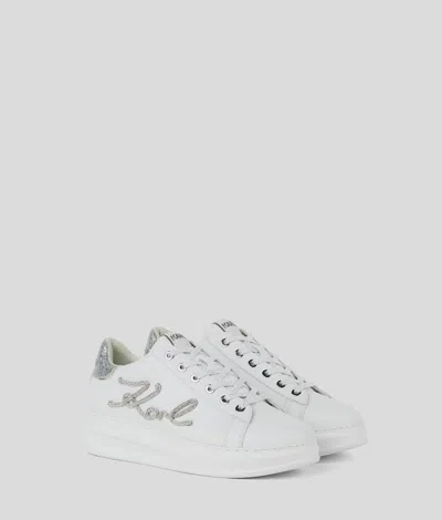 Karl Lagerfeld Kapri Signia Rhinestone Sneakers In White