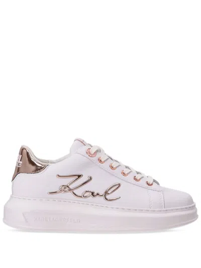 Karl Lagerfeld Woman Sneakers White Size 10 Cow Leather