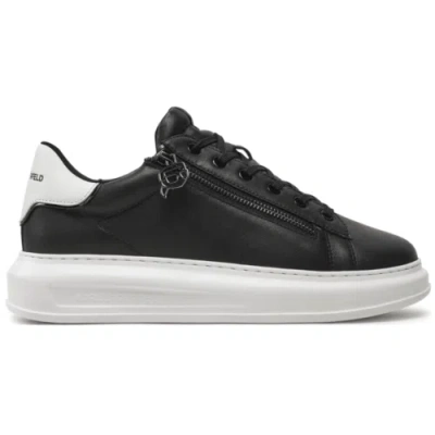 Pre-owned Karl Lagerfeld Kapri Zipper Leather Black/white Sneaker