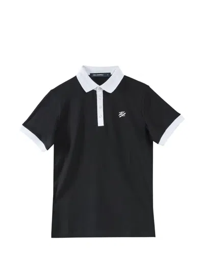 Karl Lagerfeld Karl Autograph Embroidered Polo Shirt In Black