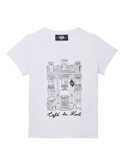 Karl Lagerfeld Kids' Karl Café Short-sleeve T-shirt In White