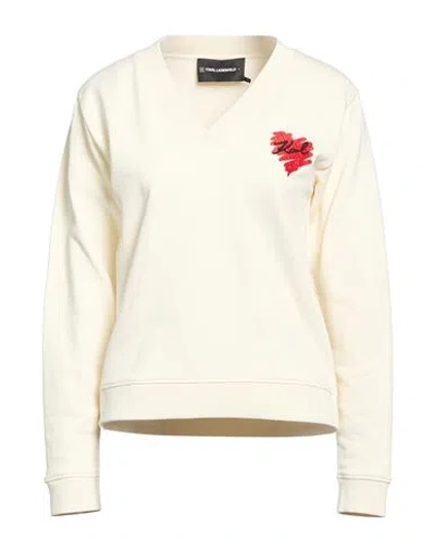 Karl Lagerfeld Karl Cares Woman Sweatshirt Ivory Size M Organic Cotton In White
