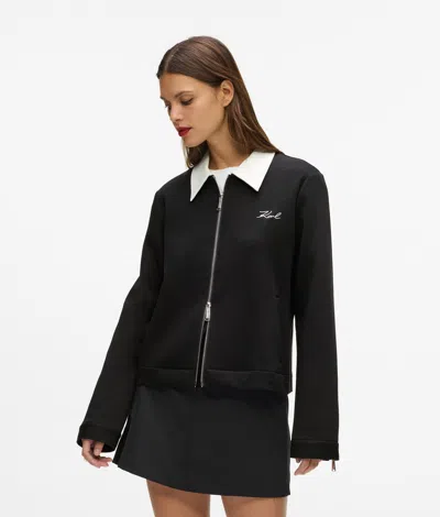 Karl Lagerfeld Karl Dna Zip-up Sweatshirt In Black