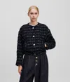 Karl Lagerfeld Essential Bouclé Bomber Jacket In Black