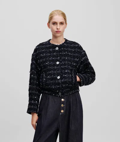 KARL LAGERFELD KARL ESSENTIAL BOUCLÉ BOMBER JACKET