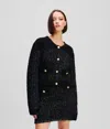 Karl Lagerfeld Black Boucle Cardigan With Golden Buttons In Black