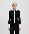 Karl Lagerfeld Karl Essential Long-sleeved Polo Shirt In Black