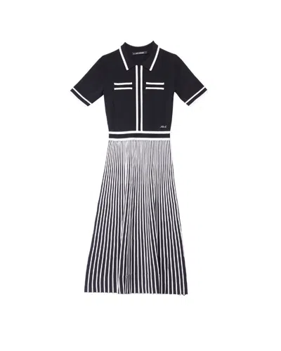 Karl Lagerfeld Essential Pleated Knitted Dress In Multi