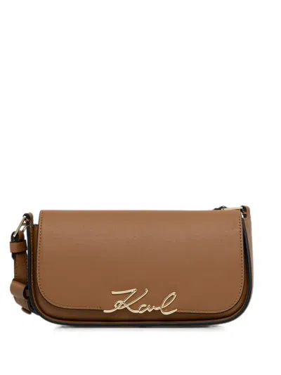 Karl Lagerfeld Karl Foldover-top Shoulder Bag In Brown