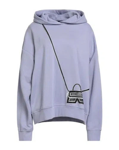 Karl Lagerfeld Karl K Bag Hoodie Woman Sweatshirt Lilac Size Xxl Organic Cotton, Polyester
