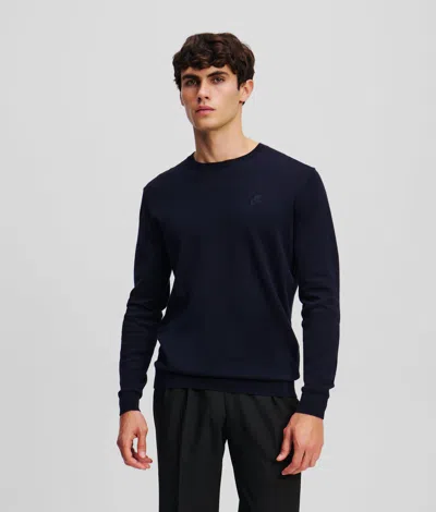 Karl Lagerfeld Karl Kameo Crewneck Sweater In Blue