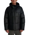 Karl Lagerfeld Men's Hooded Down Regular-fit Jacket In Black
