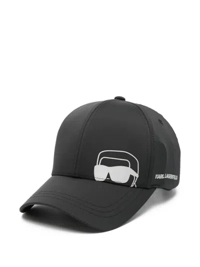 Karl Lagerfeld Logo Baseball Cap In Black