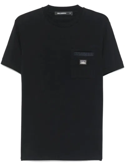 Karl Lagerfeld Logo-plaque T-shirt In Black