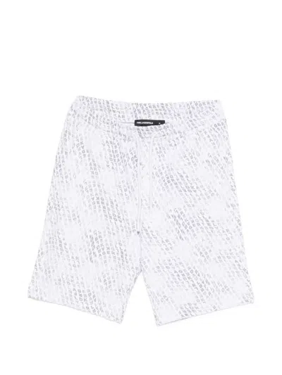 Karl Lagerfeld Logo-pattern Drawstring Shorts In White