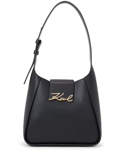 Karl Lagerfeld Signature Leather Shoulder Bag
