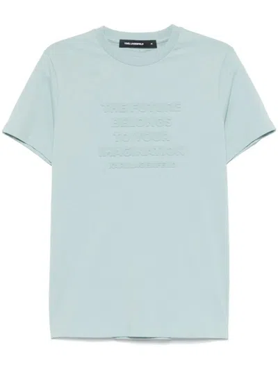 Karl Lagerfeld Slogan-embossed T-shirt In Blue