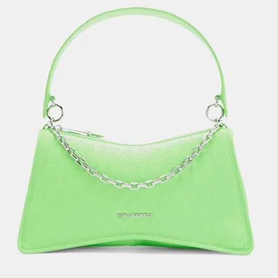 Pre-owned Karl Lagerfeld Karl Lagerfield K Seven Element Shb Embossed Green Leather Shoulder Bag