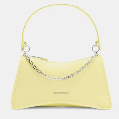 Pre-owned Karl Lagerfeld Karl Lagerfield K Seven Element Shb Embossed Yellow Leather Shoulder Bag